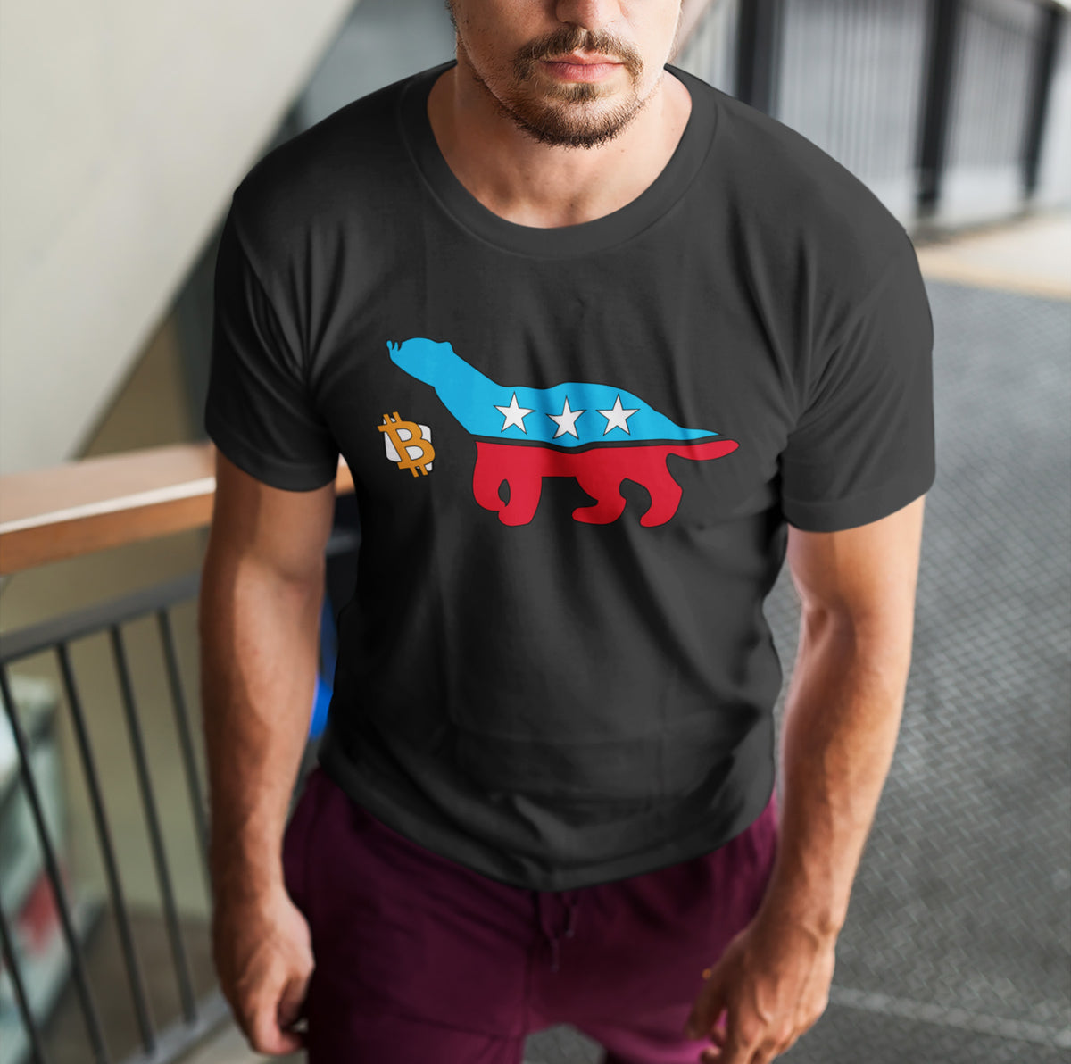 badger party bitcoin shirt front, bitcoin clothing